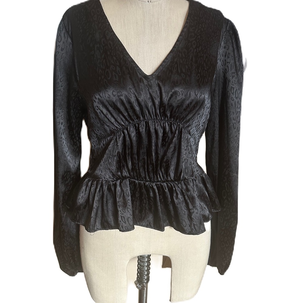 The Impeccable Pig Anthropologie Long Sleeve Black Blouse. Size Medium